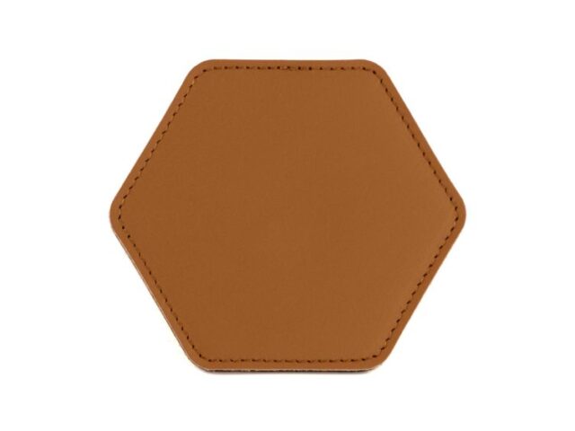 LAVOISIER Maroquinier - Sous-Verre hexagonal en cuir gold, set de 6