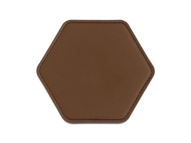 LAVOISIER Maroquinier - Sous-Verre hexagonal en cuir marron, set de 6