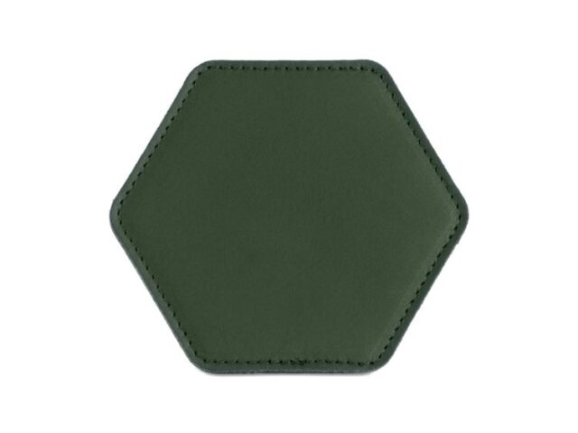 LAVOISIER Maroquinier - Sous-Verre hexagonal en cuir vert anglais, set de 6