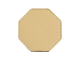 LAVOISIER Maroquinier - Sous-Verre octogonal en cuir beige café latte, set de 6