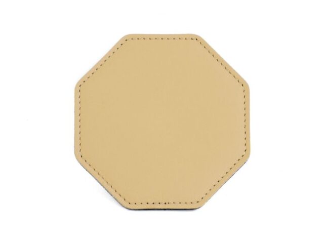 LAVOISIER Maroquinier - Sous-Verre octogonal en cuir beige café latte, set de 6