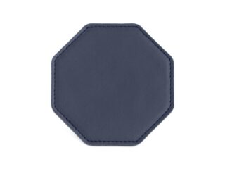 LAVOISIER Maroquinier - Sous-Verre octogonal en cuir bleu cobalt, set de 6