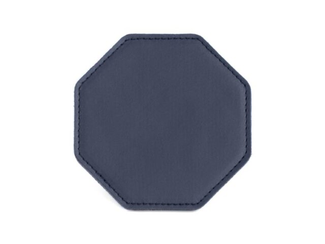 LAVOISIER Maroquinier - Sous-Verre octogonal en cuir bleu cobalt, set de 6