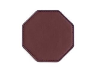 LAVOISIER Maroquinier - Sous-Verre octogonal en cuir bordeaux, set de 6