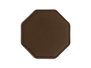 LAVOISIER Maroquinier - Sous-Verre octogonal en cuir marron foncé, set de 6