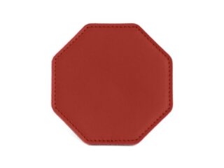 Sous-Verre octogonal en cuir rouge coquelicot, set de 6 par la marque LAVOISIER Maroquinier LAVOISIER Maroquinier - Sous-Verre octogonal en cuir rouge coquelicot, set de 6