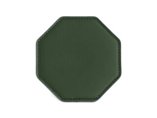 LAVOISIER Maroquinier - Sous-Verre octogonal en cuir vert anglais, set de 6