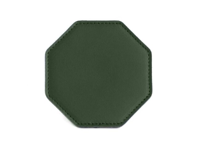 LAVOISIER Maroquinier - Sous-Verre octogonal en cuir vert anglais, set de 6