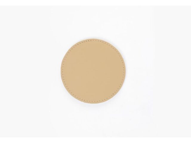Lavoisier Maroquinier - Sous-Verre rond en cuir beige café latte
