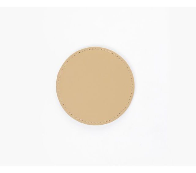 Lavoisier Maroquinier - Sous-Verre rond en cuir beige café latte