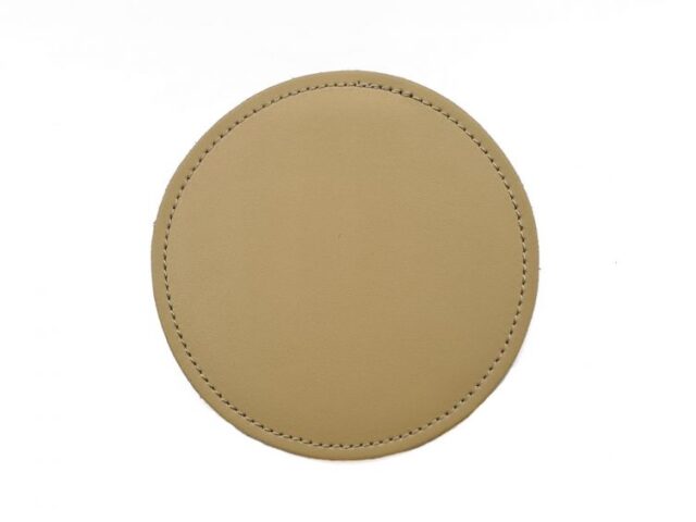 Lavoisier Maroquinier - Sous-Verre rond en cuir beige café latte