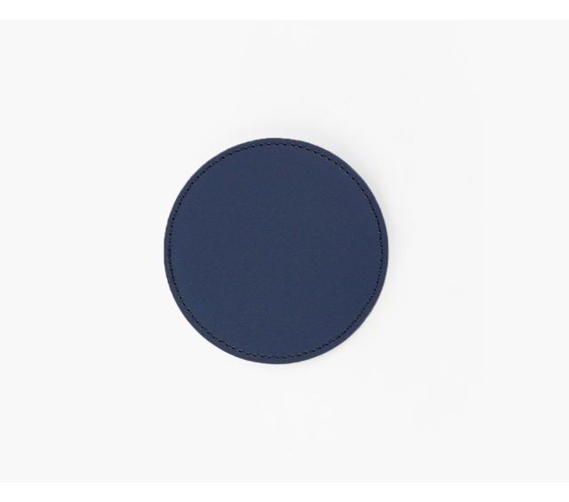 Lavoisier Maroquinier - Sous-Verre rond en cuir bleu cobalt