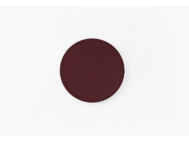 Lavoisier Maroquinier - Sous-Verre rond en cuir bordeaux