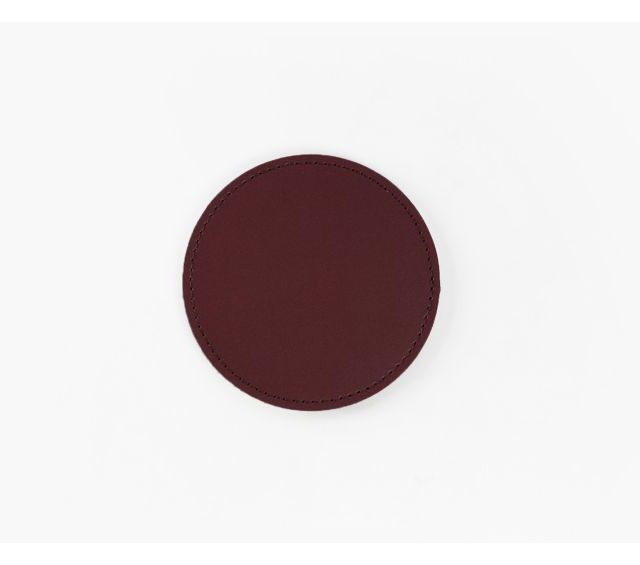 Lavoisier Maroquinier - Sous-Verre rond en cuir bordeaux