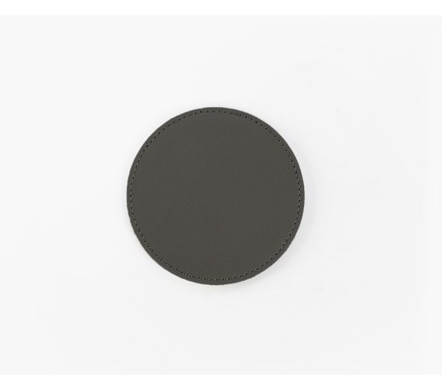 Lavoisier Maroquinier - Sous-Verre rond en cuir gris fer