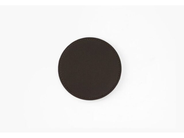 Lavoisier Maroquinier - Sous-Verre rond en cuir marron foncé