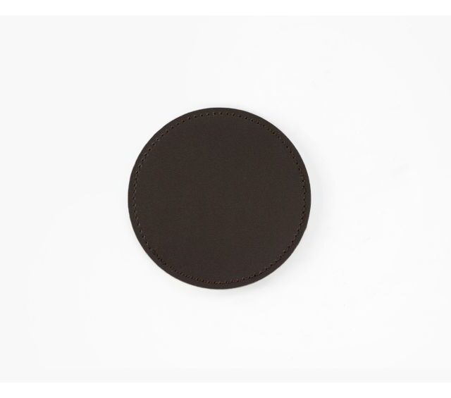 Lavoisier Maroquinier - Sous-Verre rond en cuir marron foncé