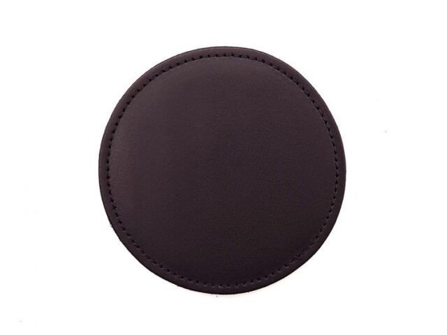 Lavoisier Maroquinier - Sous-Verre rond en cuir marron foncé