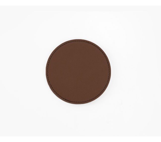 Lavoisier Maroquinier - Sous-Verre rond en cuir marron