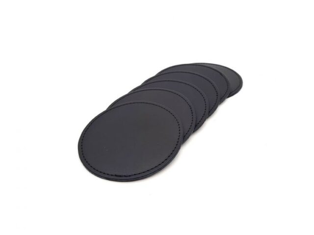 Lavoisier Maroquinier - Sous-Verre rond en cuir noir