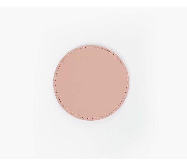 Lavoisier Maroquinier - Sous-Verre rond en cuir rose