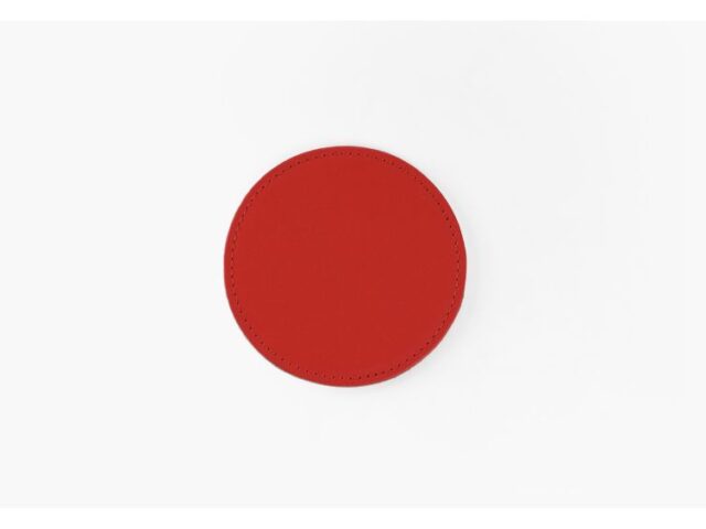 Lavoisier Maroquinier - Sous-Verre rond en cuir rouge coquelicot