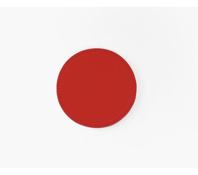 Lavoisier Maroquinier - Sous-Verre rond en cuir rouge coquelicot