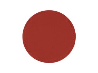LAVOISIER Maroquinier - Sous-Verre rond en cuir rouge coquelicot, set de 6