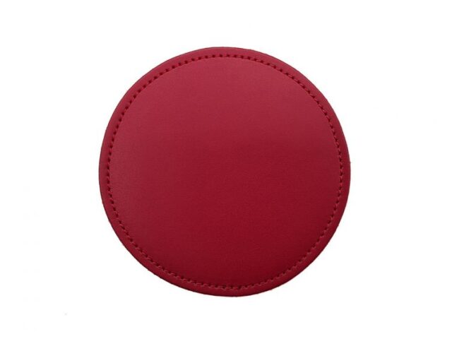 Lavoisier Maroquinier - Sous-Verre rond en cuir rouge coquelicot