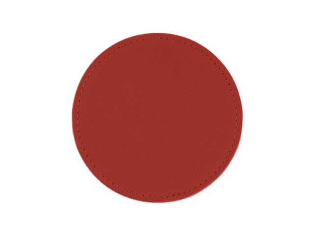 LAVOISIER Maroquinier - Sous-Verre rond en cuir rouge coquelicot, set de 6