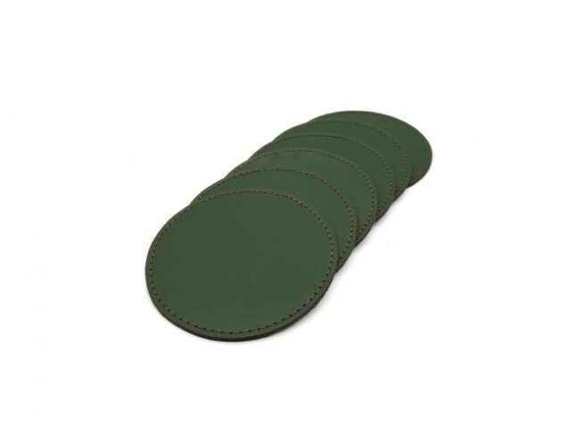 Lavoisier Maroquinier - Sous-Verre rond en cuir vert anglais