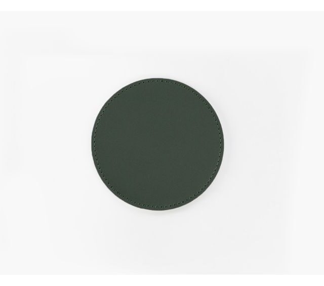 Lavoisier Maroquinier - Sous-Verre rond en cuir vert anglais