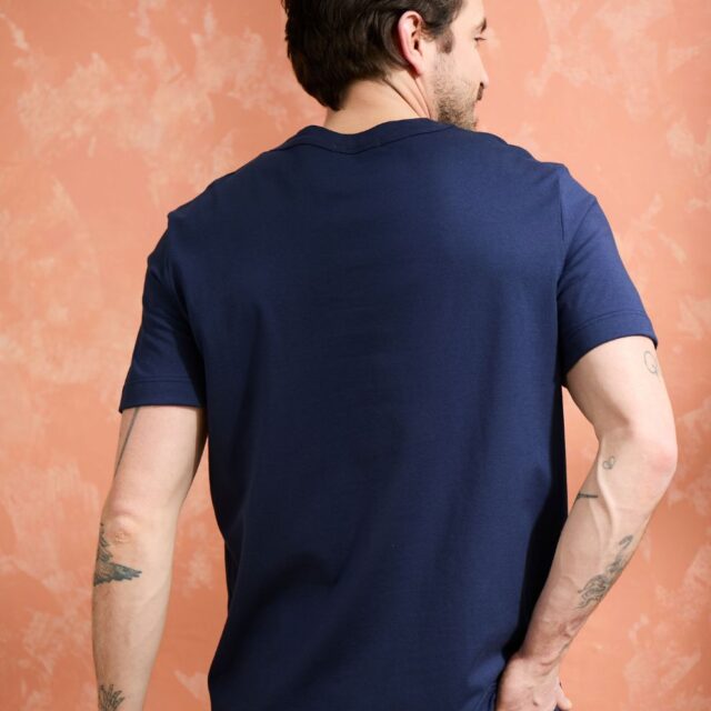 Lemahieu - T-shirt brodé en Coton BIO  - Marine - Homme