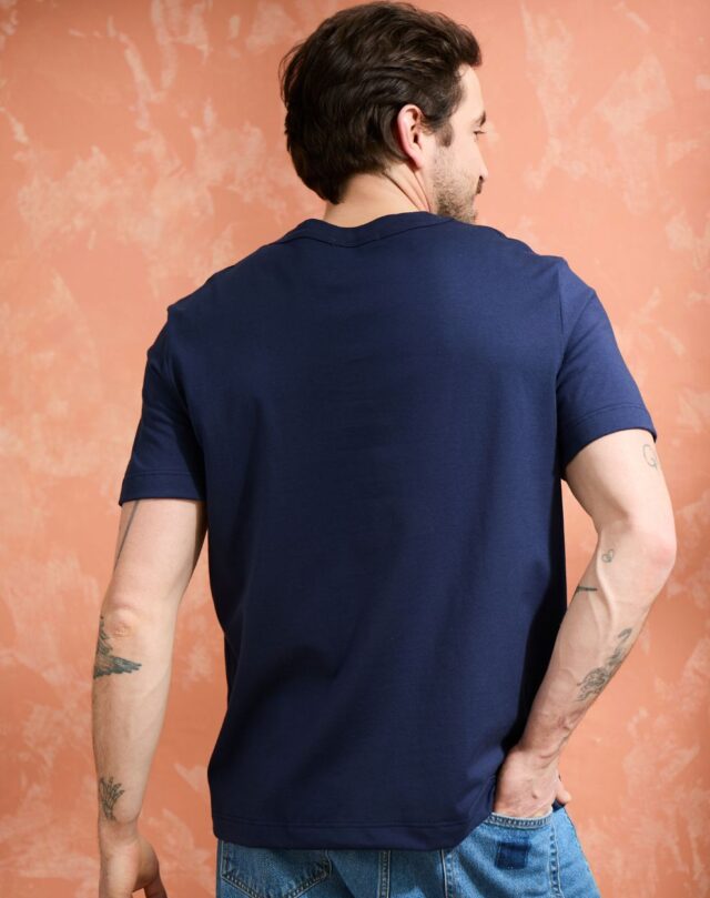 Lemahieu - T-shirt brodé en Coton BIO  - Marine - Homme