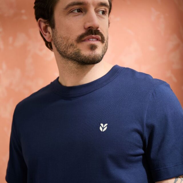 Lemahieu - T-shirt brodé en Coton BIO  - Marine - Homme