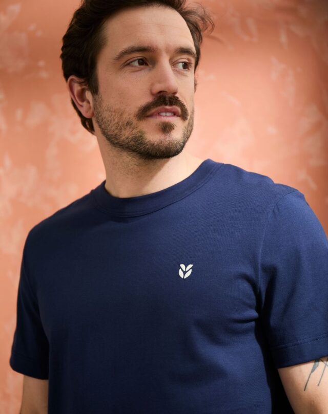 Lemahieu - T-shirt brodé en Coton BIO  - Marine - Homme