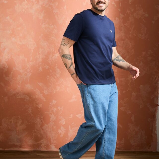 Lemahieu - T-shirt brodé en Coton BIO  - Marine - Homme