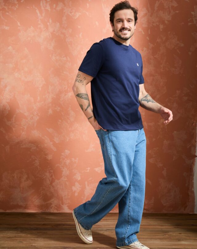 Lemahieu - T-shirt brodé en Coton BIO  - Marine - Homme