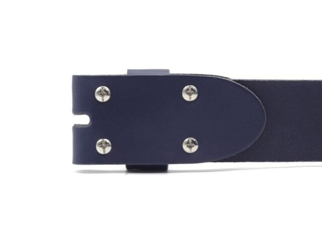 La Guêpe - Ceintures - T75cm - Ceinture sans boucle en cuir bleu marine - 40 mm - 1003