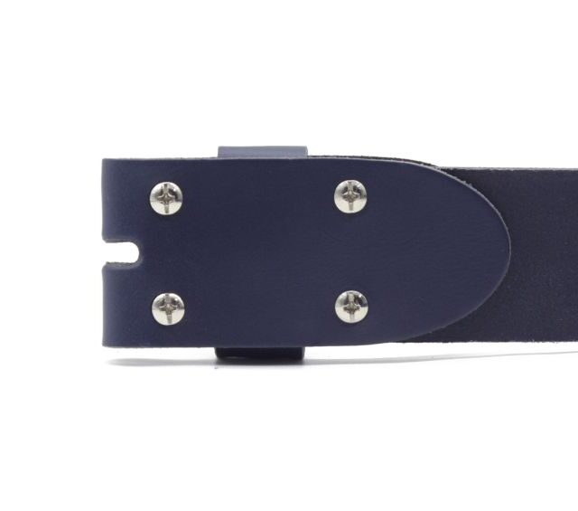 La Guêpe - Ceintures - T75cm - Ceinture sans boucle en cuir bleu marine - 40 mm - 1003