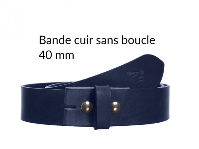 La Guêpe - Ceintures - T75cm - Ceinture sans boucle en cuir bleu marine - 40 mm - 1003