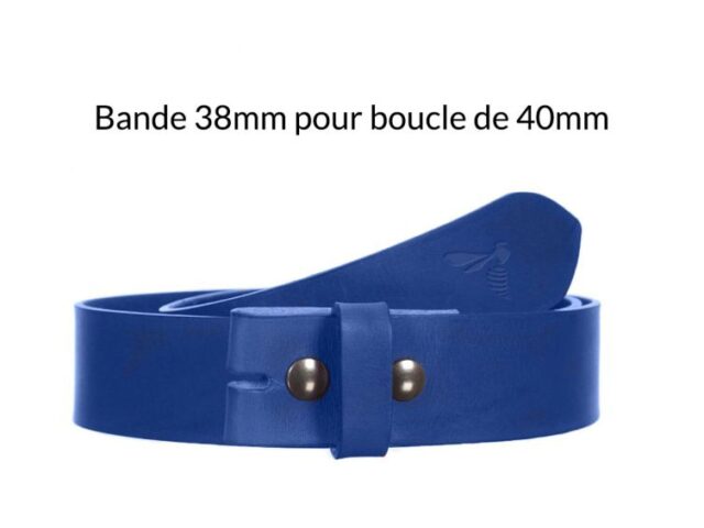 La Guêpe - Ceintures - T75cm - Ceinture sans boucle en cuir bleu marine - 40 mm - 1003