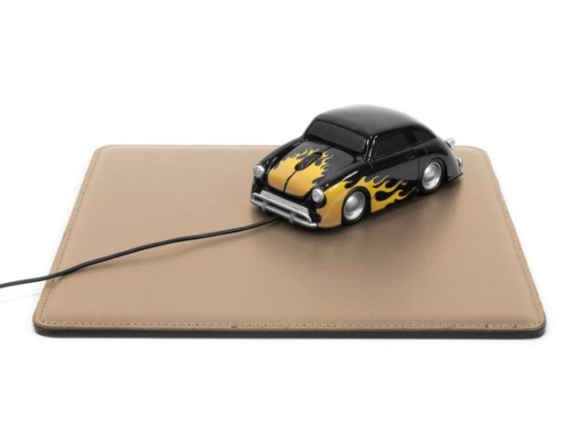 Lavoisier Maroquinier - Tapis souris cossu en cuir beige café latte