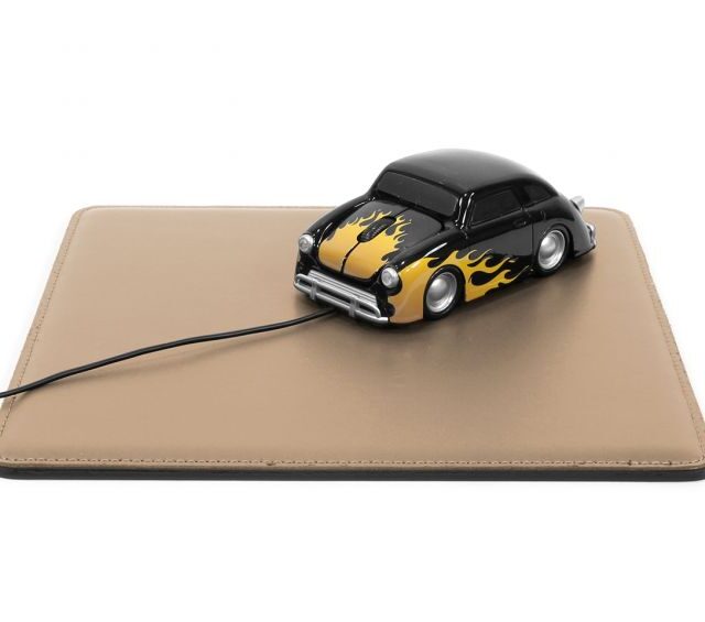 Lavoisier Maroquinier - Tapis souris cossu en cuir beige café latte