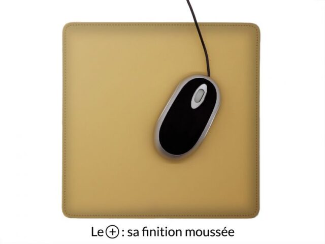 LAVOISIER Maroquinier - Tapis souris cossu en cuir beige café latte