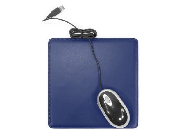 Lavoisier Maroquinier - Tapis souris cossu en cuir bleu cobalt