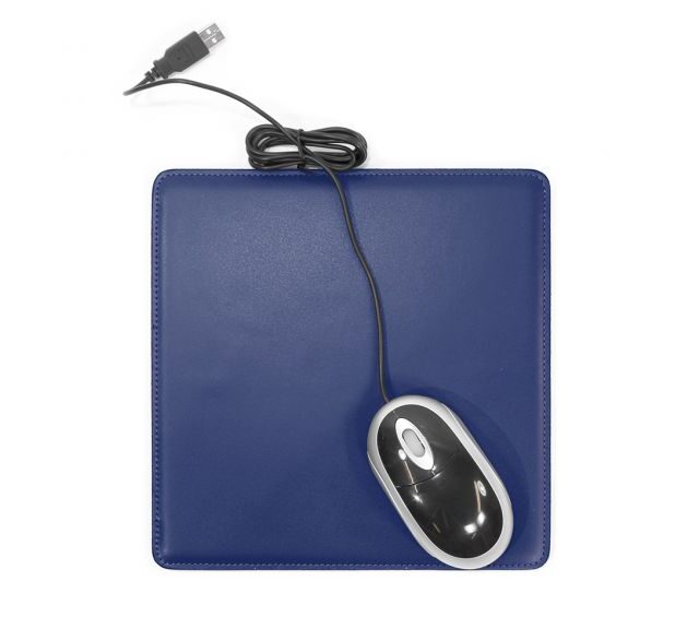 Lavoisier Maroquinier - Tapis souris cossu en cuir bleu cobalt
