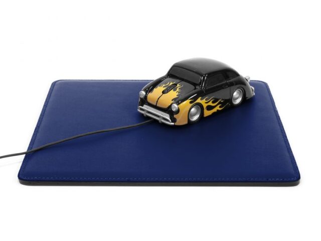 Lavoisier Maroquinier - Tapis souris cossu en cuir bleu cobalt