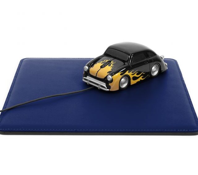 Lavoisier Maroquinier - Tapis souris cossu en cuir bleu cobalt