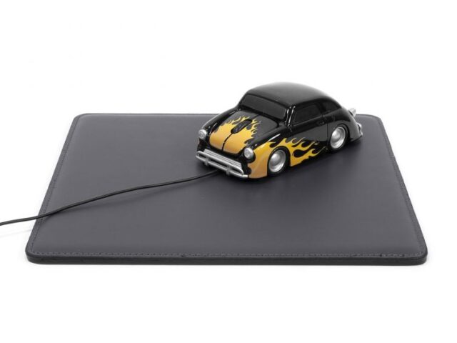 Lavoisier Maroquinier - Tapis souris cossu en cuir gris fer